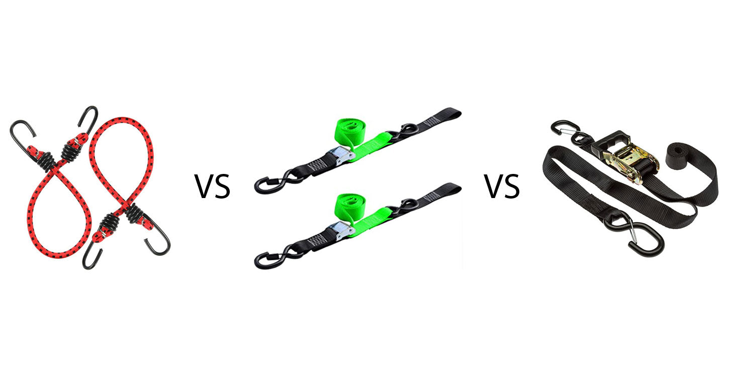 Bungee Cords vs Cam Buckles vs Ratchet Straps