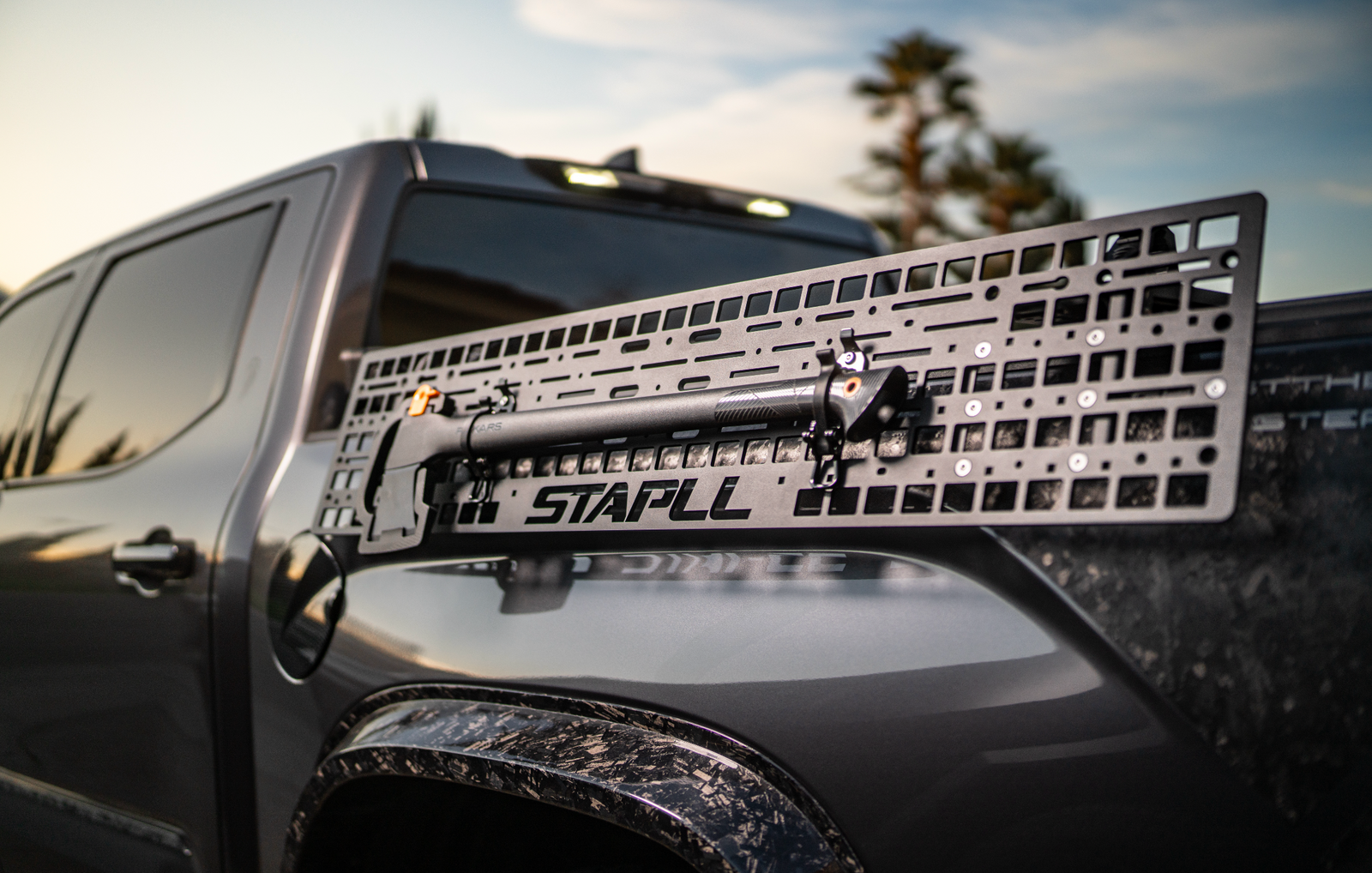 STAPLL Fender Rack mounted to a truck bed rail