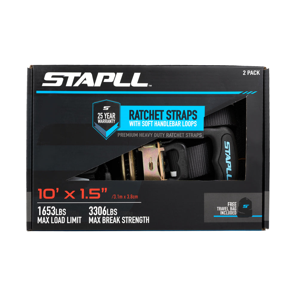 1.5" X 10' HD Ratchet Strap Set (2-Pack)
